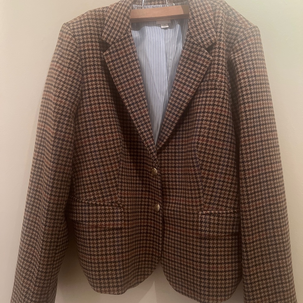J. Crew Brown Plaid Blazer Size 18